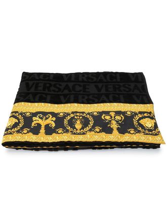 Versace Barocco trim bath towel - unisex - Cotton - One Size - Black