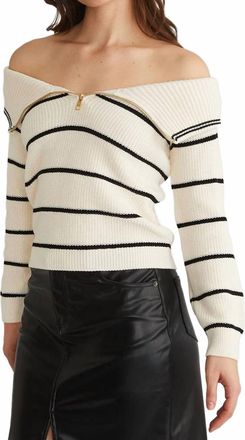525 america Sierra Off Shoulder Striped Pullover In Sea Salt Multi