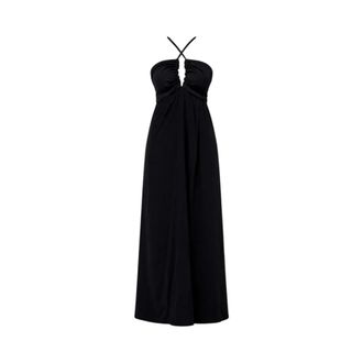 Liu Jo Gowns, female, Black, Size: XS Long bandeau dress with cut-out and side slit