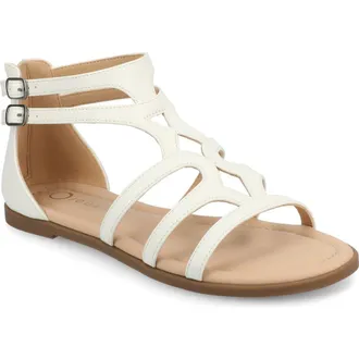 Journee Collection Genneva Cage Sandal - Extra Wide Width Available in White at Nordstrom Rack, Size 7.5