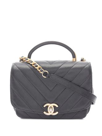 Chanel Borsa a tracolla CC in pelle Caviar con motivo chevron 2019 - Nero