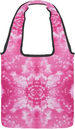 Generic Pink Tie Dye Reversible Canvas Shoulder Tote - Double-Sided Print, 12oz Cotton, 27cm Drop, Fold-Flat Bag for Travel, Shopping, Street Outings