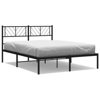 Berkfield Home Metal Bed Frame with Headboard Black 160x200 cm