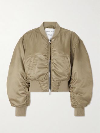 A Gold E + Shoreditch Ski Club Bomber Cropped In Twill Di Raso Riciclato Jett - Verde