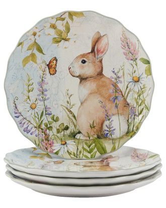 Certified International Set Of 4 Easter Meadow Dinner Plates