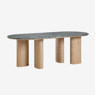 Sklum Mesa De Comedor Ovalada 220x100 Cm En Mdf Y M&aacute;rmol Dayana Sklum
