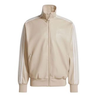 adidas Firebird Adicolor Three Stripes Synthetic Fabric Loose Jacket Asia Sizing Beige IZ4036