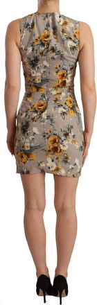 Dolce & Gabbana Womens Gray Silk Stretch Floral Sheath Mini Dress