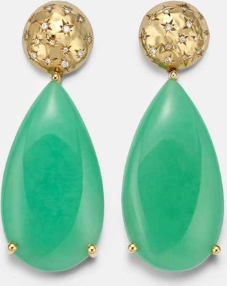 Octavia Elizabeth Imogen 18kt gold drop earrings with chrysoprase and diamonds