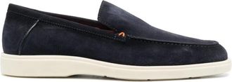 Santoni Blauwe Su&egrave;de Instap Platte Schoenen - Heren - Loafers - Blauw - 45 EU - Su&egrave;de - Schoenen