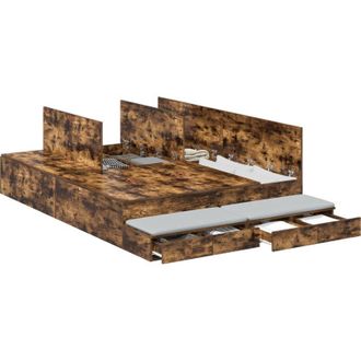 vidaXL Vidaxl - Cama Con Almacenamiento Roble Ahumado 226.5 X 140 X 31.5 Cm