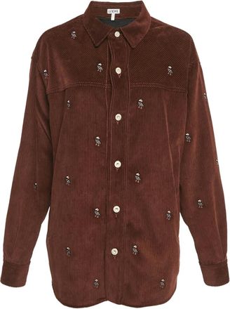 Loewe Camicia a coste con ricamo - Marrone