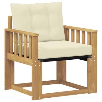 vidaXL Sof&aacute; De Exterior Madera Maciza De Acacia Y Textileno Blanco Vidaxl