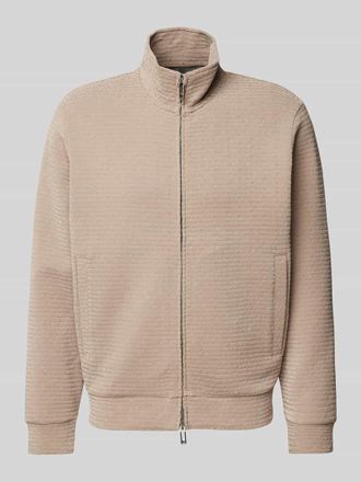 Emporio Armani Sweatjacke mit Label-Print in Taupe, Größe XL