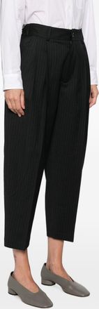 Nicholson & Nicholson Pinstripe Pleat-Front Trousers - Black