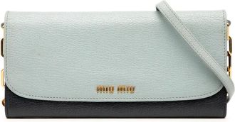 Miu Miu Borsa a tracolla Madras in pelle di capra bicolore con catena 2010-2025 - Blu