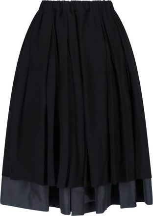Comme Des Gar&ccedil;ons Layered Black Midi Skirt With Elastic High Waist