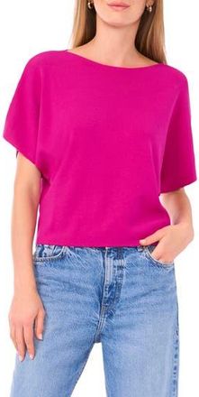Halogen Short Sleeve Crop Sweater in Magenta at Nordstrom Rack, Size Small