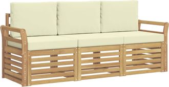 vidaXL Juegos De Sof&aacute;s 3 Uds. Blanco Y Crema Polyester Vidaxl