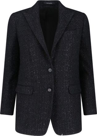 Tagliatore Tailored Black Jacket With Notched Lapel And Textured Fabric