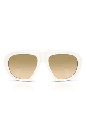 Prada 57mm Irregular Sunglasses in Talc /Yellow Gradient Brown at Nordstrom