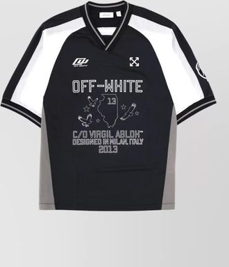 Off-white v neck graphic print short sleeve shirt