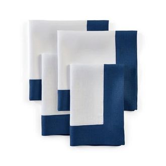 Solino Home Linen Dinner Napkins - Contempo, 20 x 20 in Indigo Blue And White at Nordstrom, Size Large