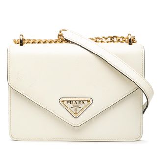 Prada Pre-owned Womens Saffiano Lux Envelope Chain Flap - White Leather - One Size