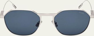 Ermenegildo Zegna Mens Metal Round Sunglasses