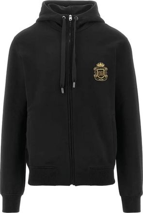 Dolce & Gabbana Crest Zip Hooded Top - Heren - Vesten met rits - Zwart - XL - Katoen - Hoodies & sweatvesten