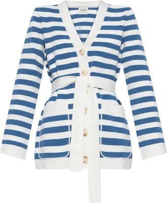 Possé Cardigan a righe con cintura - Blu
