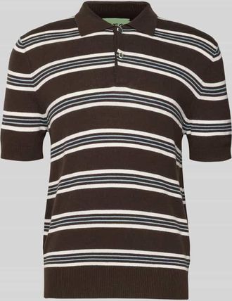 FTC Poloshirt aus Baumwoll-Lyocell-Mix mit Kaschmir-Anteil mit gerippten Abschl&uuml;ssen in Dunkelbraun, Gr&ouml;&szlig;e 48