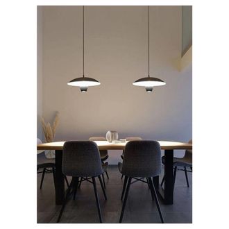 Trade Shop Trade Shop Traesio - Trade Shop - Lampadario Led A Sospensione Moderno 11w 880lm Bianco Nero Luce Calda Ip20 Lp-64 - Negro