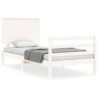 Berkfield Home Bed Frame with Headboard White 90x200 cm Solid Wood