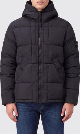 Stone Island Piumino corto in nylon riciclato con cappuccio e logo Compass