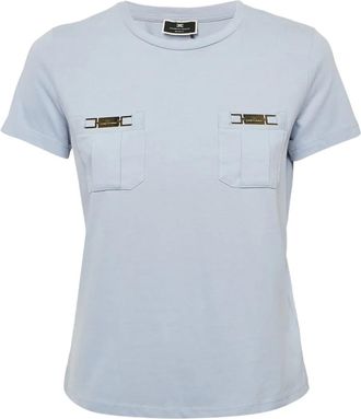 Elisabetta Franchi T-shirt met zakdetail - Paars