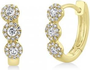 Allurez Diamond Halo Style Huggie Earrings 14k Yellow Gold (0.37ct)
