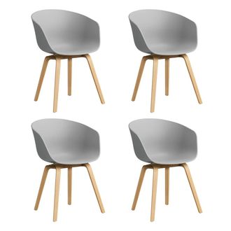 HAY About A Chair AAC 22, Eiche lackiert / concrete grey 2.0 (Kunststoffgleiter) (4er Set)