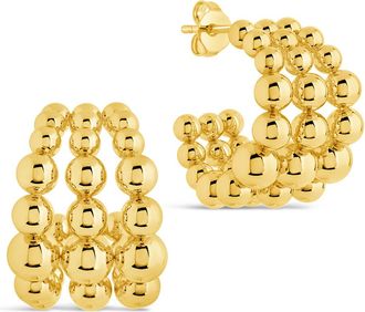 Sterling Forever Bubble Sphere Trio Hoop Earrings