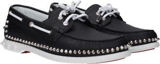 Christian Louboutin Mens Black Leather Slip-On Loafers