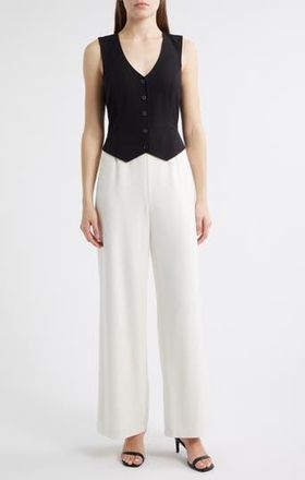 Tahari by ASL Sleeveless Jumpsuit in Ivory Black at Nordstrom Rack, Size 16