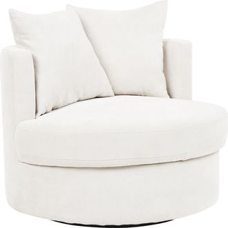 Beliani Beliani - Sill&oacute;n Moderno Glamour Respaldo Redondo Poli&eacute;ster Base Giratoria Hierro Con Dos Cojines Beige Claro Dalby