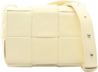 Bottega Veneta Pre-owned Cross Body Bags, female, Yellow, Size: ONE SIZE Pre-owned Maxi Intrecciato Cassette Leather Mini Shoulder Bag