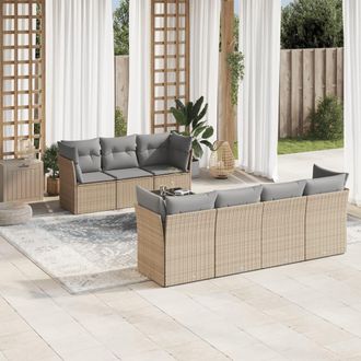 vidaXL Vidaxl - Juego De Sof&aacute;s De Jard&iacute;n Con Cojines Beige 8 Pzas Rat&aacute;n Pe