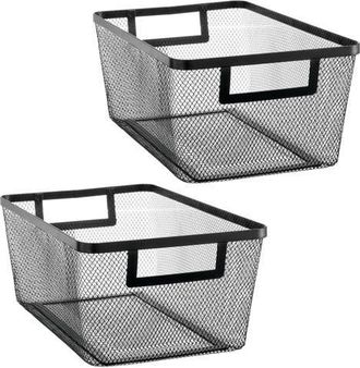 mDesign Metal Mesh Pantry Basket with Handles - Set of 2 - Matte Black at Nordstrom