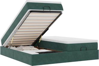 vidaXL Vidaxl - Estructura De Cama Otomana Colchones Terciopelo Verde Oscuro