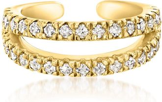 Ross-Simons Diamond Double-Row Single Ear Cuff in 18kt Gold Over Sterling