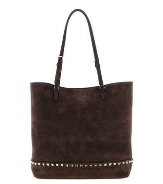Valentino Garavani Brown Rockstud Medium Tote