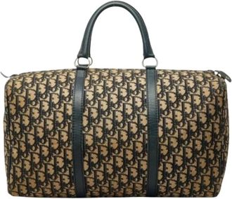 Dior Pre-owned Trotter Canvas Boston Bag - Dames - Vintage Weekendtas - Beige - ONE Size - Leer - Vintage