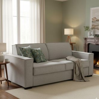 Dmora Sofa Cama Dekuba, Sof&aacute; De 2 Plazas, 100% Made In Italy, Sof&aacute; De Sal&oacute;n Con Apertura Giratoria, En Tela Acolchada, Con Reposabrazos Est&aacute;ndar, Cm 180x95h